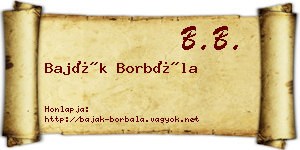 Baják Borbála névjegykártya